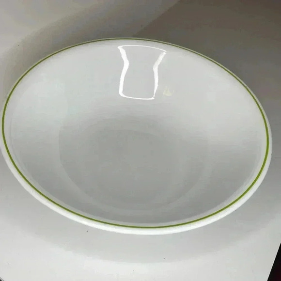 Corelle By Corning  10” Bowl White w/Light Green Stripe Discontinued - Picture 1 of 3